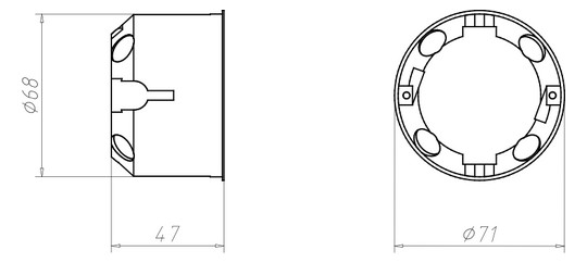 Hohlwanddose luftd Ø68x47mm Kst rnd IP3X