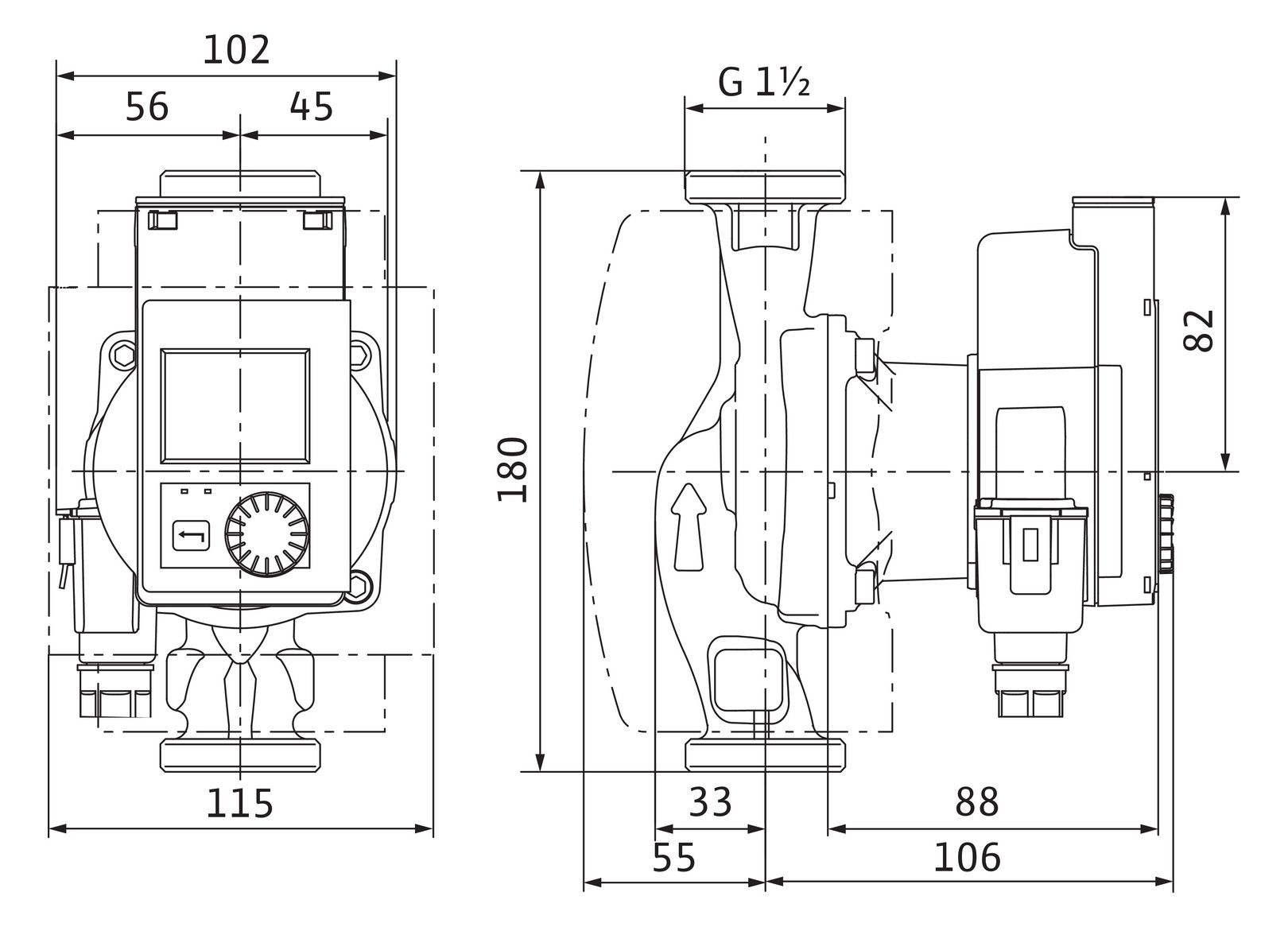 Wilo Hocheffizienz-Pumpe Stratos Pico plus 25/0,5-4,G 1 1/2, 230 V, 50/60 Hz
