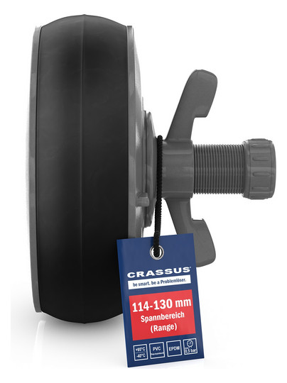 Crassus Schnellverschlussstopfen CSV 120, 114-130 mm, Länge 100 mm, EPDM/PVC
