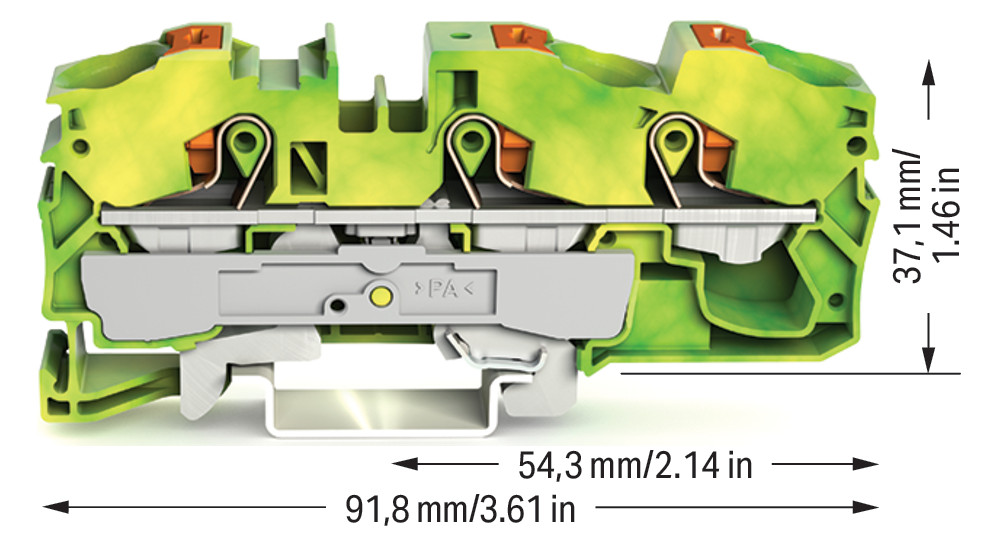 Schutzleiter-Reihenklemme 0,5-16qmm gn/ge 1Etage Hutschiene TH35