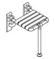 HEWI Klappsitz 801 345 x 408 mm, felsgrau, mit Bodenstütze, breitem Puffer