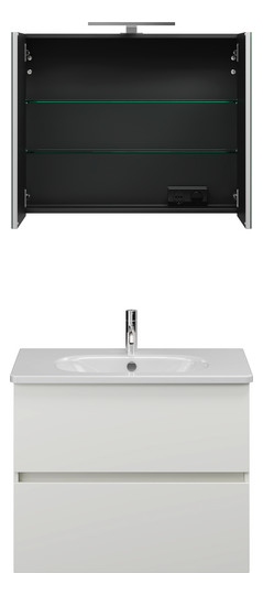 Burgbad Waschtisch-Kombination Rocio mit Spiegelschrank, 80,5 x 200 x 46,5 cm, Weiß Matt