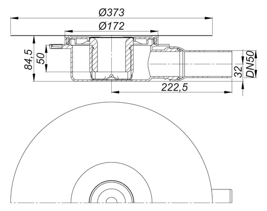 Dallmer Ablaufgehäuse DallDrain DN 50, Bauhöhe 85 mm, seitlich