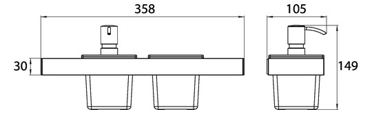 EMCO Reling-Set Liaison 01 chrom, für Waschtisch, mit Seifenspender und Glasschale tief