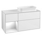 V&B Waschtisch-Unterschrank Finion 120x60,3x50,1cm, Regal links Glossy white lacquer, Glossy white lacquer