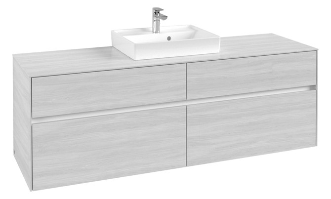 V&B Waschtischunterschrank Collaro 160x54,8x50cm, Waschtisch mittig, white wood