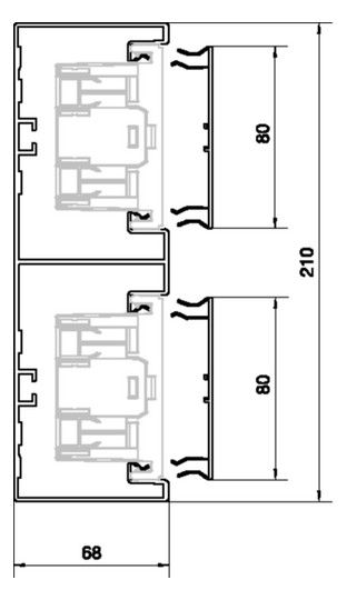 Geräteeinbaukanal Alu 210x68mm natur anod/elox GEB-K 11300qmm 2000mm