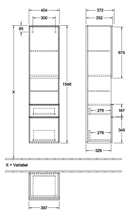 V&B Hochschrank Venticello 40,4x154,6x37,2cm, rechts, Griff Chrom, stone oak