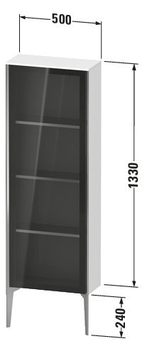 Duravit Halbhochschrank XViu 50x24x133cm, champagner matt, Glastür links, Eiche natur