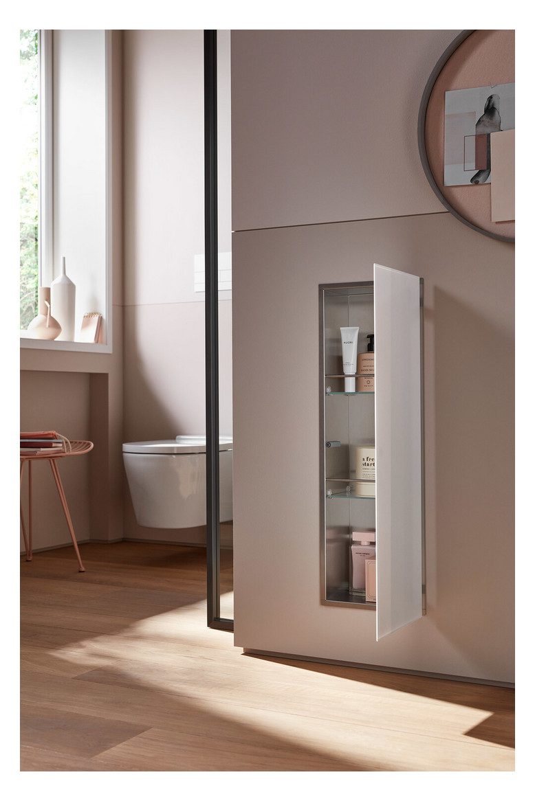 EMCO Unterputz-Schrankmodul Asis pure 730mm, 1 Tür, Türanschlag rechts, Glasfront, schwarz matt