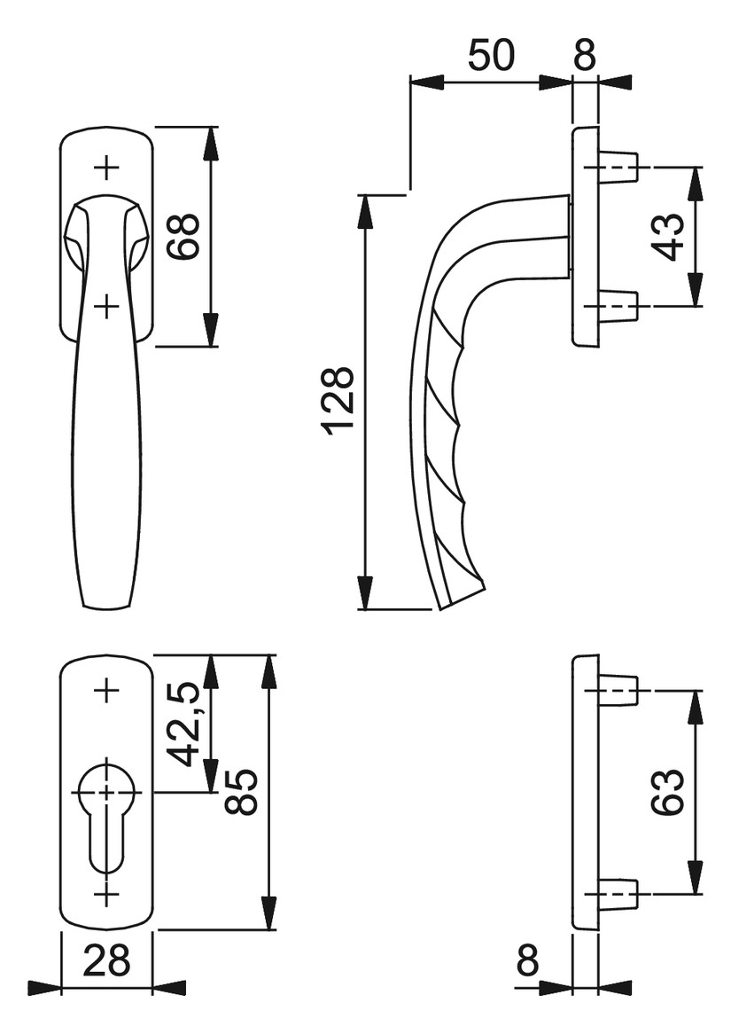 Bild Fenstertür- Halbgarnitur, Profilzylinder gelocht, New York 0810/961N/962NS, Nockendurchmesser 10, Aluminium bronzefarbig - HOPPE-1