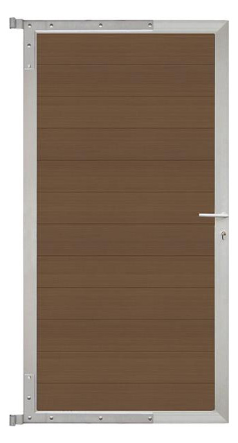 Bild MAX-Tor-Komplettset 90 x 173 cm, Füllung teak Rahmen silber - n.a.-0