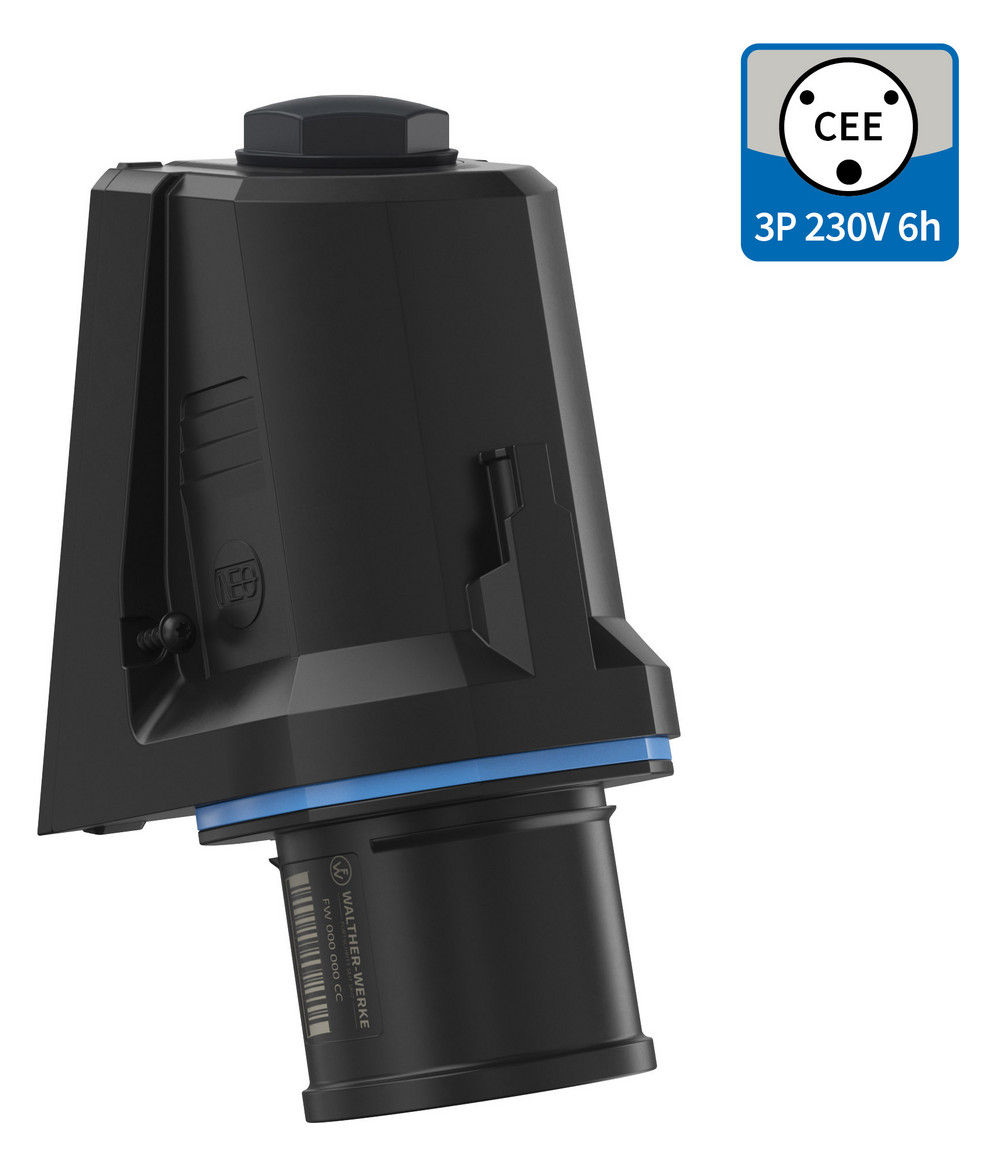 CEE-Aufbaugerätestecker 3p 32A 32A 200 - 250 V 200 - 250 V (50+60 Hz) blau 6h Kst