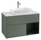 V&B Waschtisch-Unterschrank Wandbeleuchtung Finion 100cm, Abdeckplatte white matt, Regal Black matt lacquer, Olive Matt Lacquer