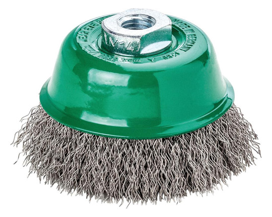 LESSMANN-Topfbürste, V4A gewellt 0,3mm - 65mm, M14