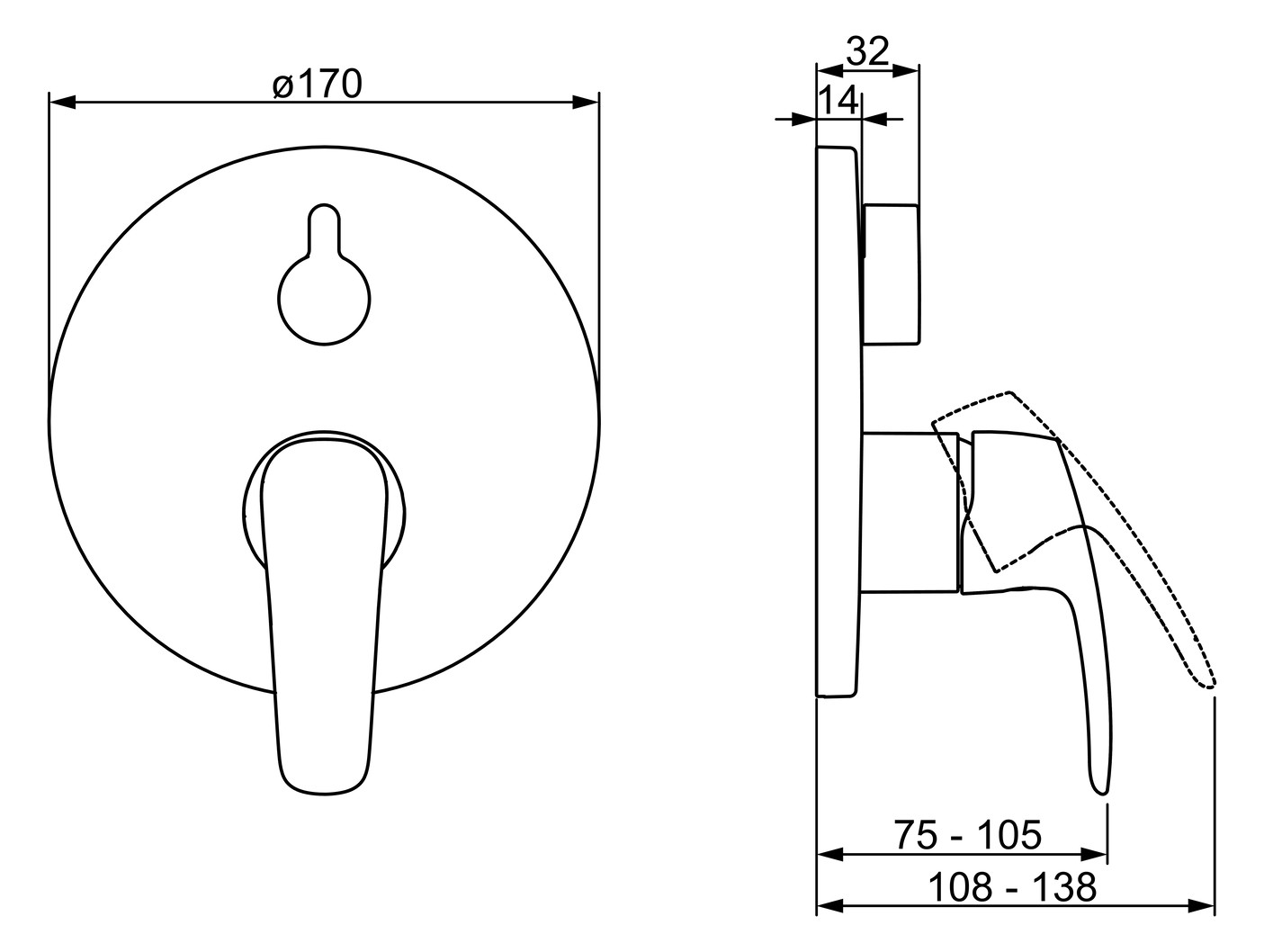 HANSA Fertigmontageset HANSAPINTO UP-Wannen-Einhebelmischer, mit Sicherungseinrichtung, Rosette rund, chrom