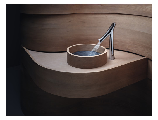 hansgrohe Waschtisch-Zweigriff-Armatur 170 Axor Starck Organic Ausladung 116mm, unverschließbare Ablaufgarnitur, chrom