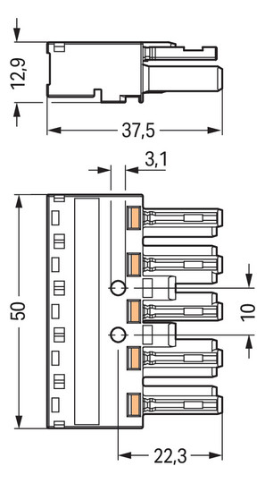 Steckverbinder Gebäude 5p Serie 770 25A Federzug 400V Buchse 4qmm N/PE/L1/L2/L3