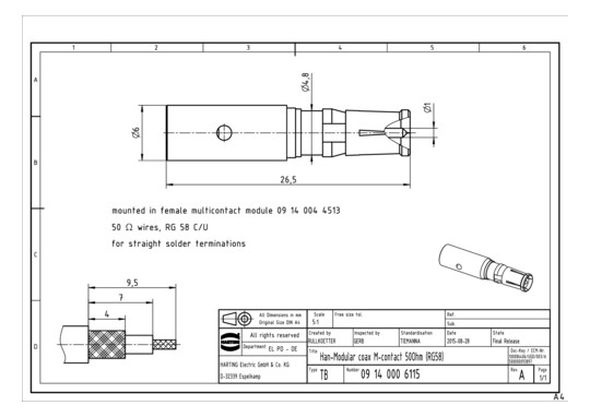 HART HAN MOD KOAXIALKONTAKTS 09140006115 