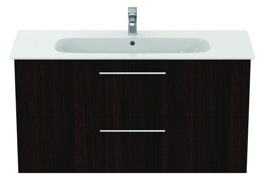 Ideal-Standard Möbelwaschtisch-Paket i.life A 124x46x64,5cm, 1 Hahnloch, Griff Chrom gebürstet, coffee oak
