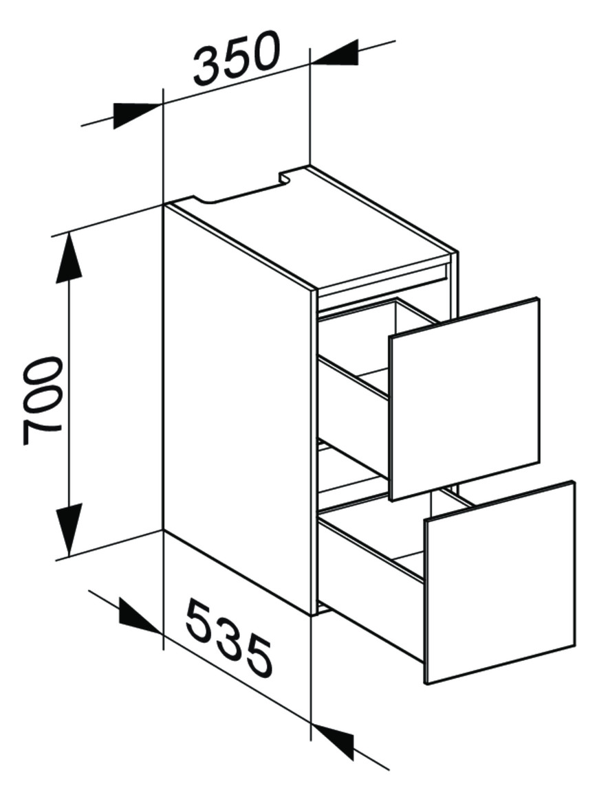 KEUCO Unterbauschrank Edition 11 Planning Strukturlack Trüffel, 35x70x53,5cm, 2 Frontauszüge, Innenbeleuchtung