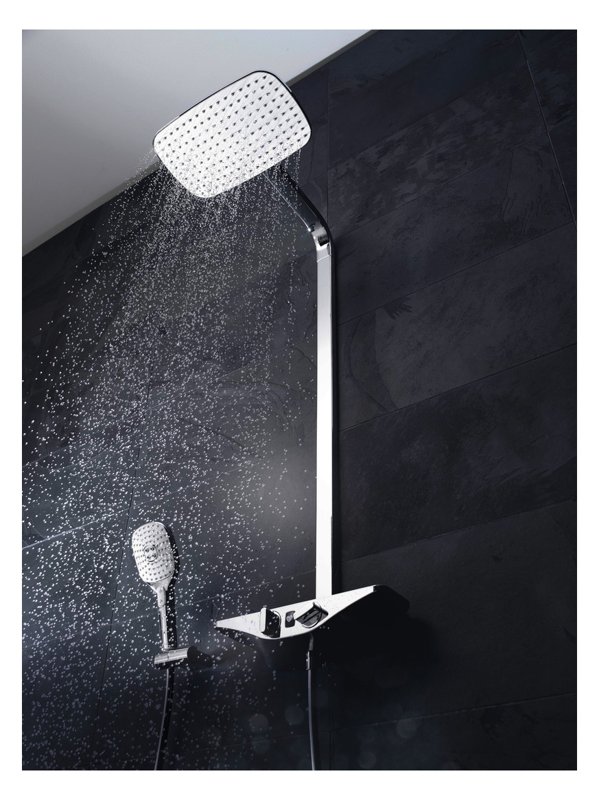 HANSA Brause-Thermostat HANSAEMOTION Wellfill AP, Batteriebetrieb, 3-strahlig, Sicherheitsglas, chrom/weiss