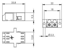 LWL-Kupplung LC-D LC-D MM Kst Keramik bl Schraube/einrasten