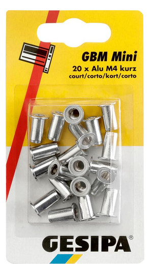 GESIPA-Blindnietmuttern Alu - M4, 0,25-3,0mm (Minipack 20...