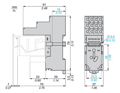 Relaissockel Steckanschl TS35 14Pins 27x79x61mm Hutschiene TH35