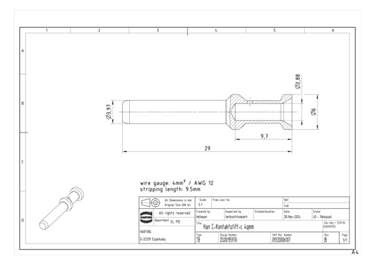 HART Kontaktstift 4qmm       09320006107 