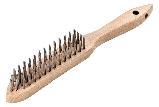 LESSMANN-Handdrahtbürste, V4A glatt 0,3mm - 3-reihig