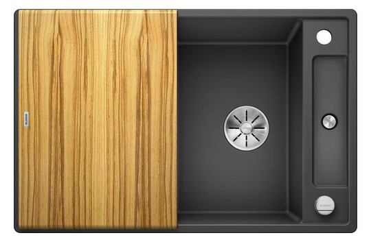 Blanco Spüle Axia III 45 S SILGRANIT 78 x 51 cm, felsgrau, reversibel, mit Holzschneidbrett