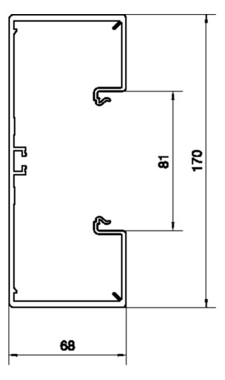 Geräteeinbaukanal Kst 170x65mm gra-sw unbeh GEB-K gra/sw 2000mm