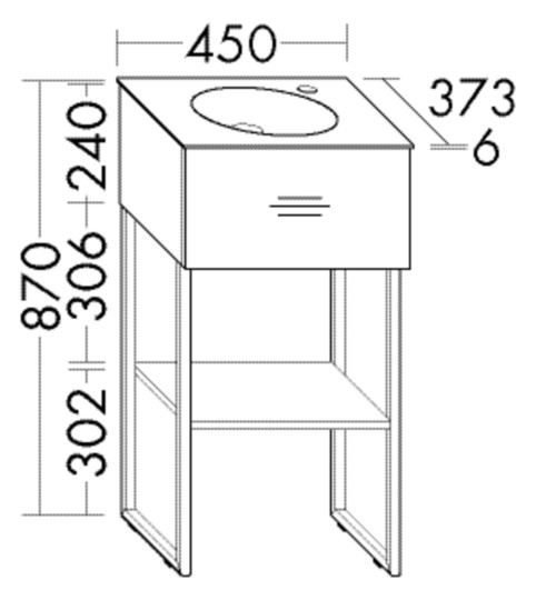 Burgbad Mineralguss Waschtisch-Unterschrank-Set Coco 45x87x37,3cm, 1 Auszug, 1 Fachboden, Lackiert Hochglanz