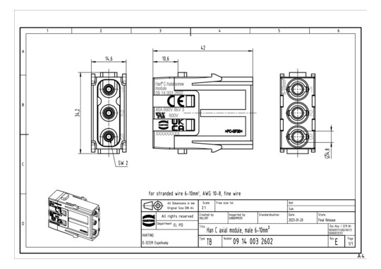 HART Han 3 Mod-M-s 40A 10qmm 09140032602 