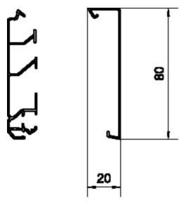 Sockelleistenkanal UT H80mm Kst 2trennw sw hfr