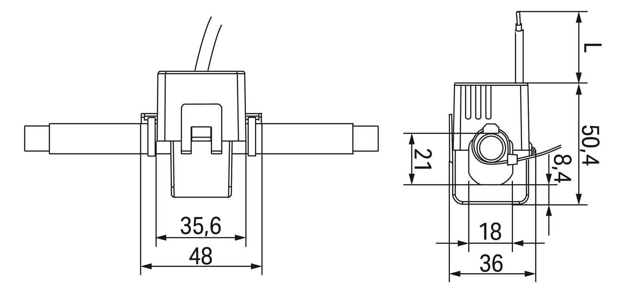 Kabelumbaustromwandler Kl=3 75A/1A 0,2VA m.Berührungss Schnappbef Steckanschl
