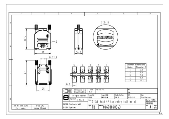 HART D-SUB GEHAEUSE 9-POL.   09670090343 