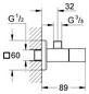 GROHE Eckventil Eurocube 1/2", Abgang 3/8", hard graphite gebürstet