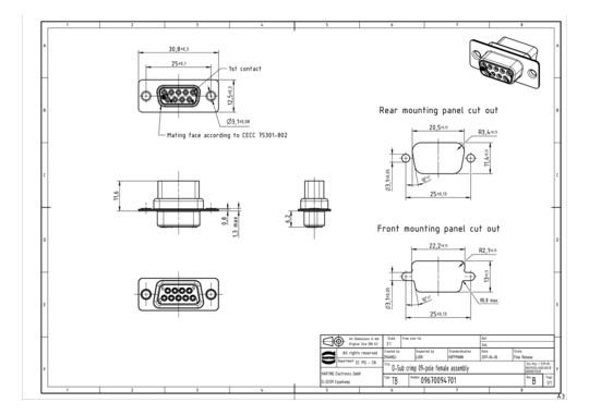 HART D-SUB ISOLIERK. F. BUCH 09670094701 