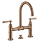 hansgrohe 2-Griff-Waschtisch-Brücken-Armatur 220 Axor Montreux Ausladung 175mm, mit Hebelgriffe, Zugstangen-Ablaufgarnitur, brushed red gold