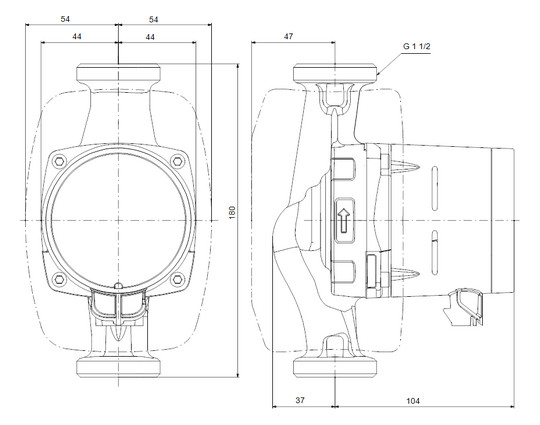 Grundfos Hocheffizienz-Umwälzpumpe Alpha2 25-40, G 1 1/2, 180 mm, PN 10, 230 V