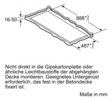 Deckendunstabzug 888mm ws A 56dB Ø150mm 450cbm/h LED 3st Abl/Uml T510mm