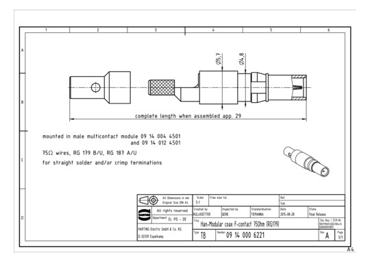 HART Koaxial-Buchsenkontakt  09140006221 