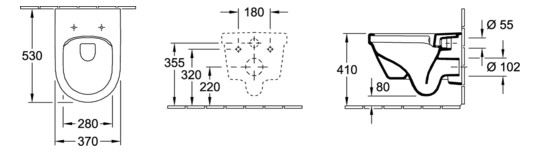 V&B Combi-Pack-Wand-Tiefspüler DirectFlush Architectura 37x53cm, oval, spülrandlos, wandhängend, waagerecht, mit WC-Sitz, weiß