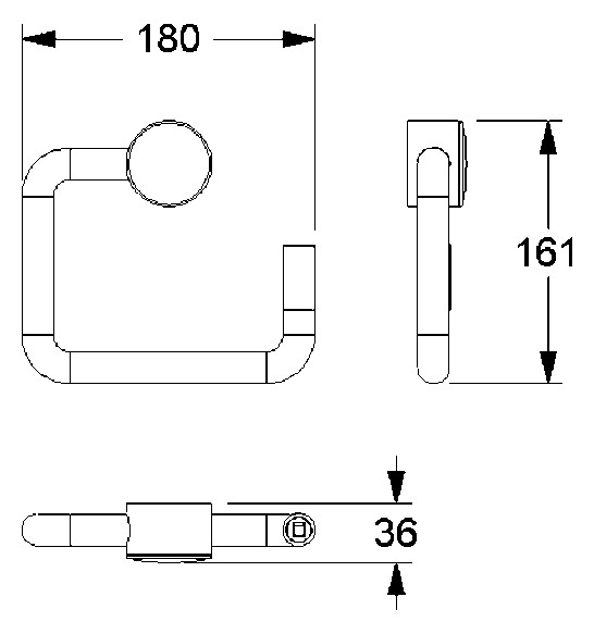 Normbau Papierrollenhalter Nylon Care mit Dornschlüssel, 125 x 160 mm, weiß