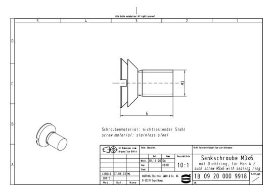 HART Befestigungsschraube M3 09200009918 