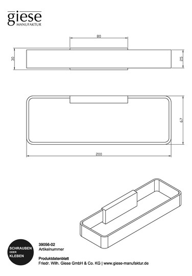 Giese Handtuchbügel Gifix Tono 200x67x30mm, verchromt