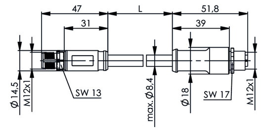 Patchkabel Cat6A S/FTP IP67 2m bl M12 M12 gekreuzt 24qmm