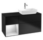 V&B Waschtisch-Unterschrank Finion 120cm, Abdeckplatte black matt, Regal White matt lacquer, Black matt lacquer